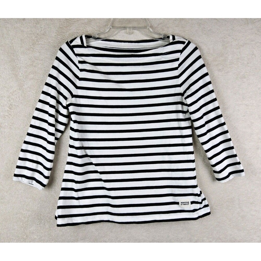Kate Spade NY Broome Street 3/4 Sleeve Striped Boat Neck Top Size XS